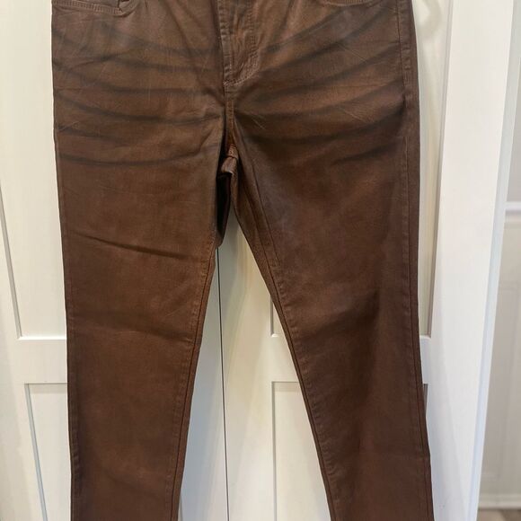 NYDJ Brown Leather Pants - Picture 1 of 4